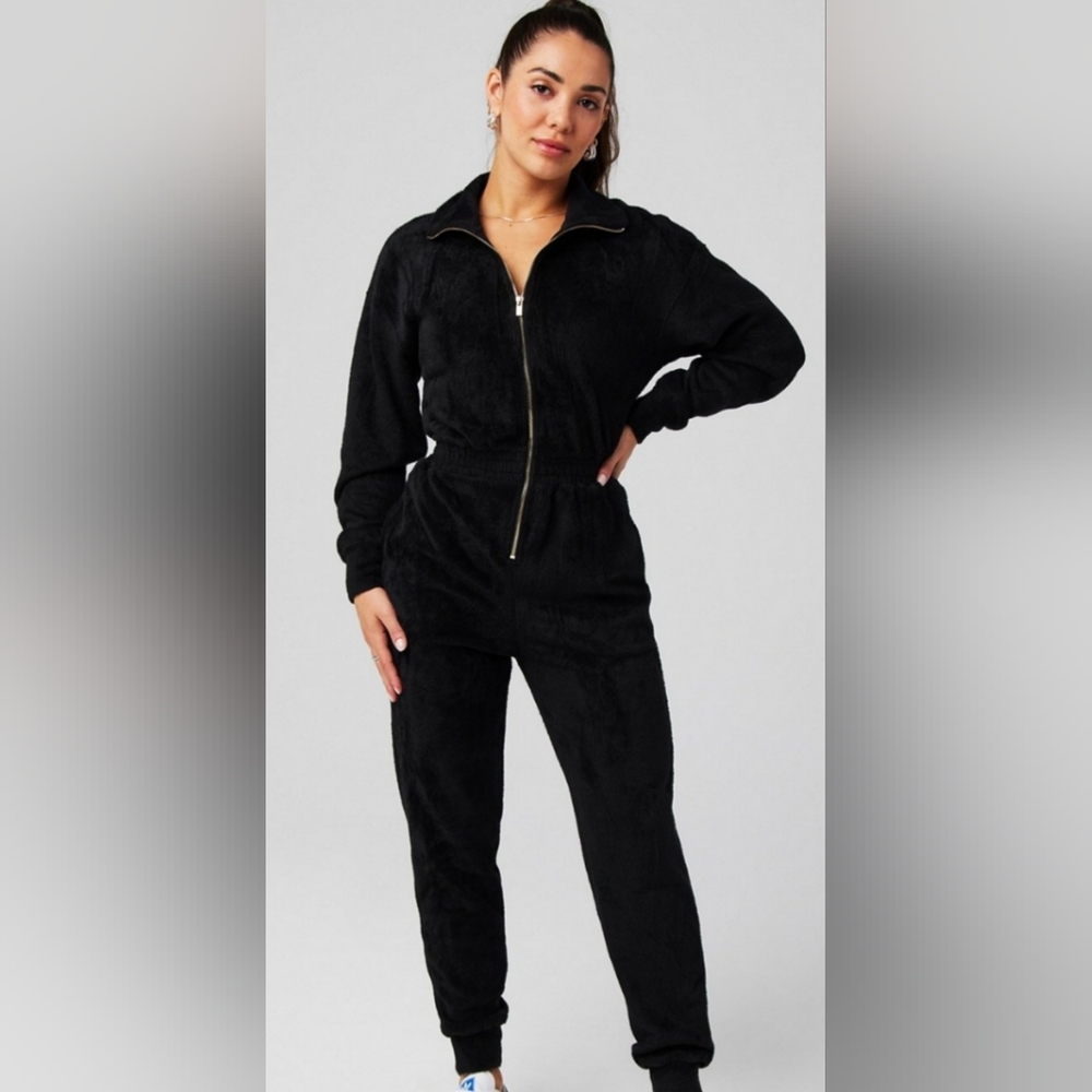 FABLETICS Winter Fall Warm Black Fleece Jumpsuit (#160)